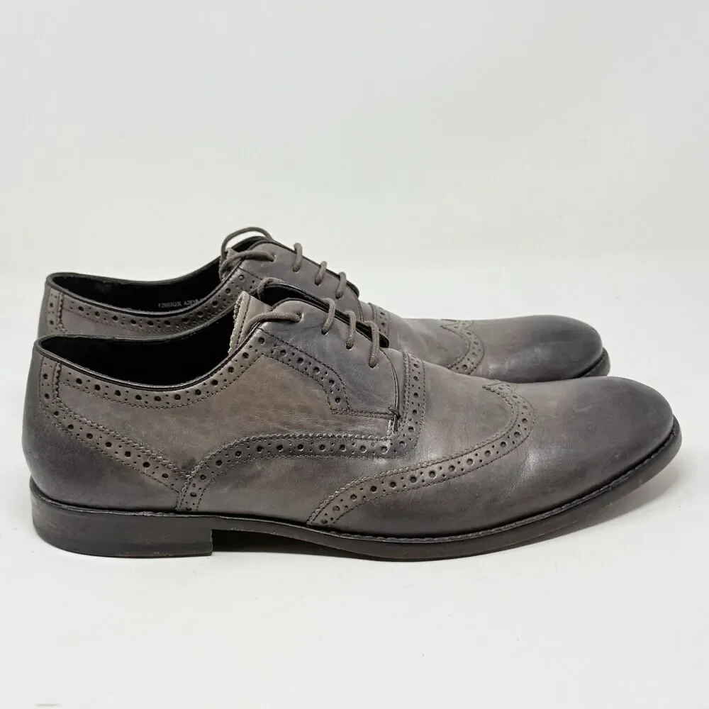 John Varvatos Luxe Derby Oxford Shoes Mens 13 Brown Leather Wingtip Brogue